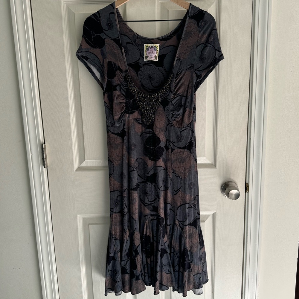Vintage 90s Free People Floral Boho Dress Grunge whimsigoth rare HTF witchy goth